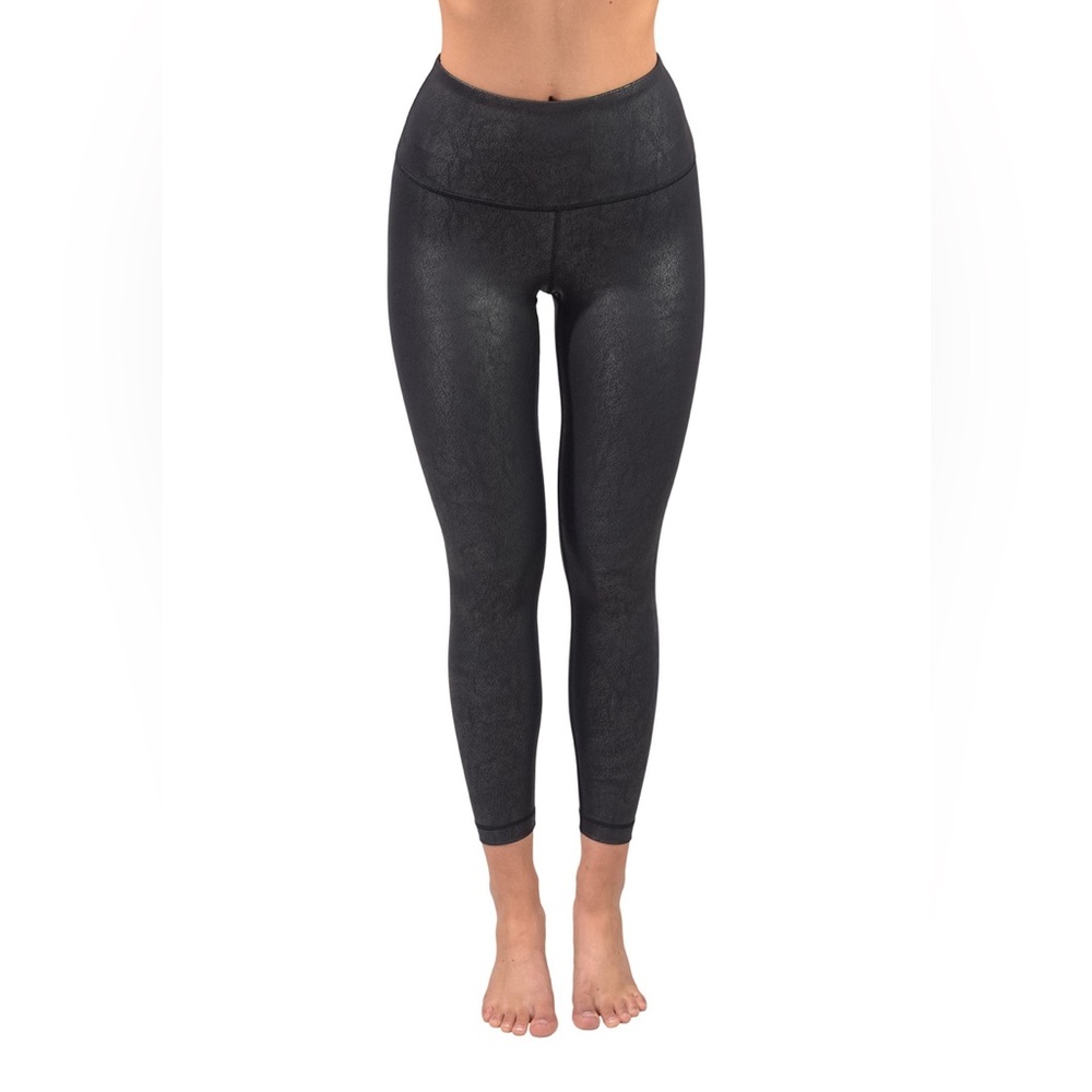 Faux Cracked Leather High Rise Ankle Leggings